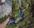 sitzen Bauern Nähen 1881 Camille Pissarro